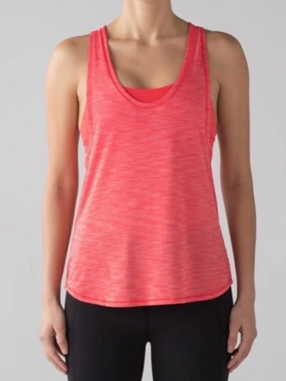 Lululemon Glide and Stride Women’s Coral Red Orange Layered Tank Top Size 6